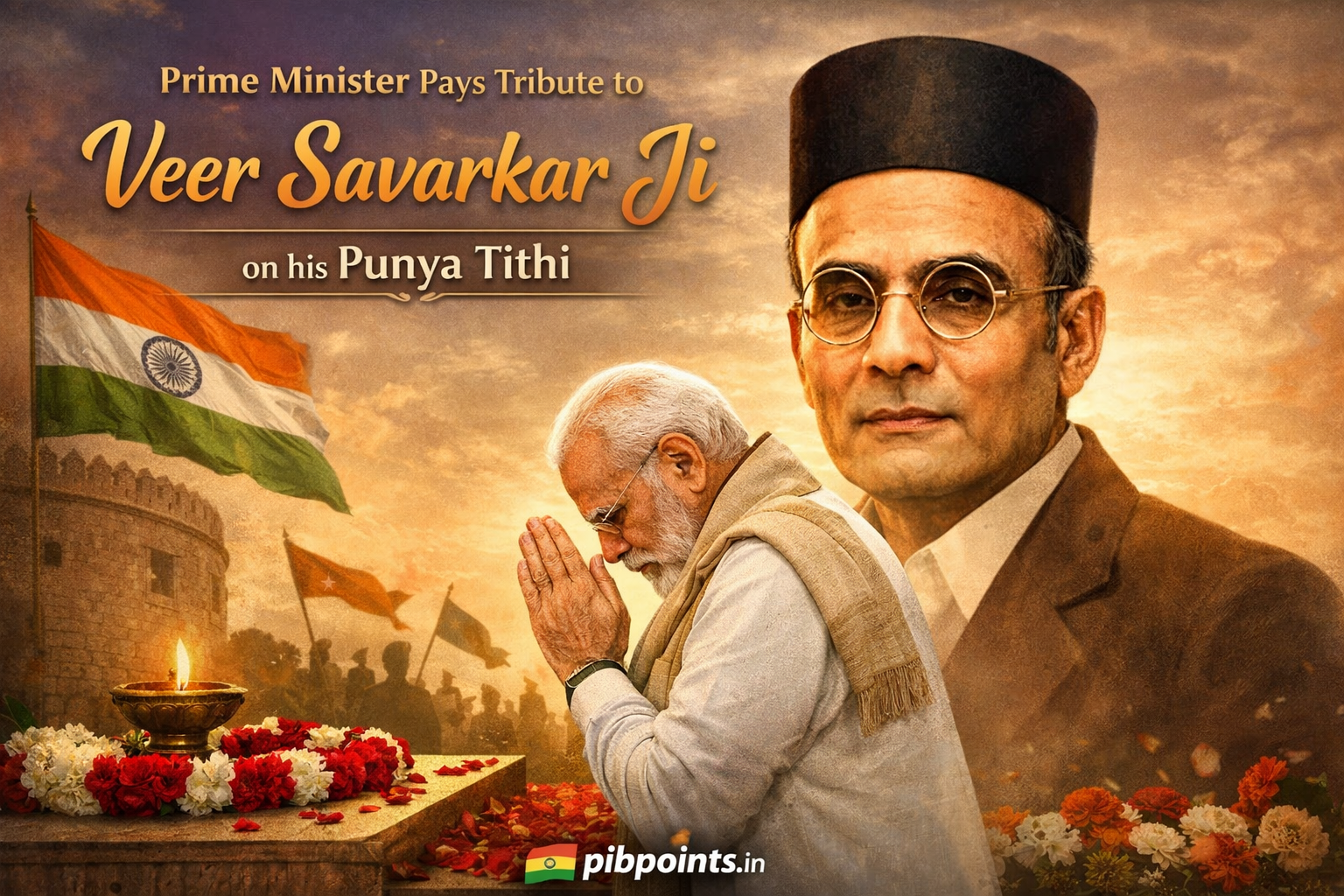 Prime Minister Narendra Modi pays tribute to Veer Savarkar on his punyatithi, honoring his revolutionary legacy and sacrifice for India’s freedom.