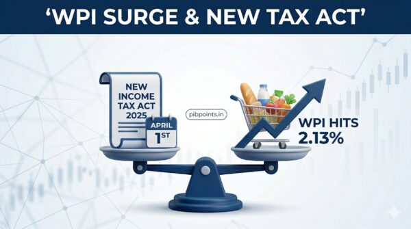 Infographic representing the New Income Tax Act 2025 and WPI inflation surge for pibpoints.in news update.