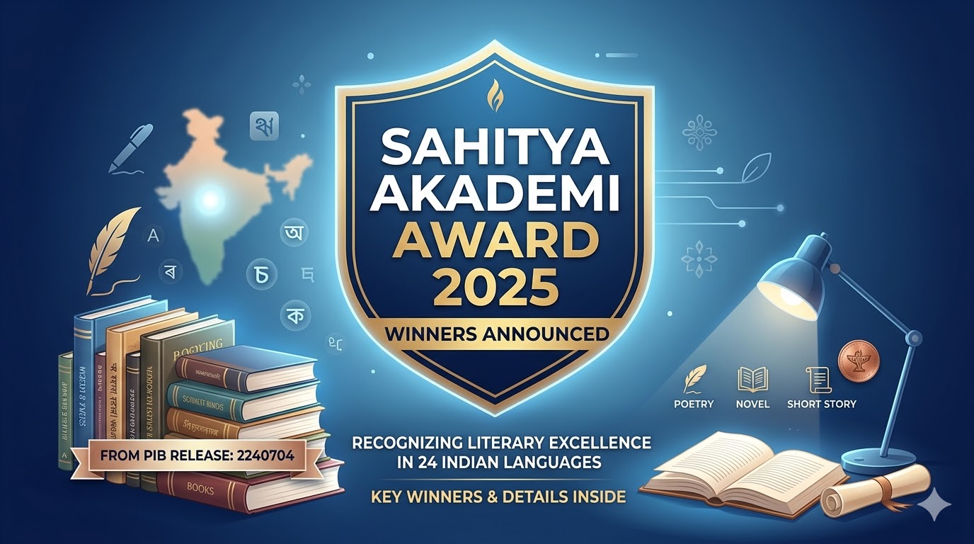 Sahitya Akademi Award 2025 Infographic for UPSC JPSC aspirants.