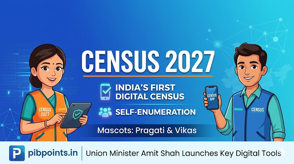 Mascots Pragati and Vikas for India's First Digital Census 2027
